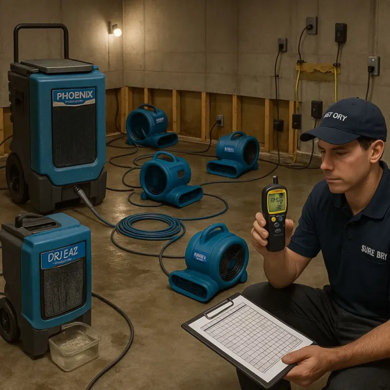 Structural Drying and Dehumidification process in Middlesex County, NJ